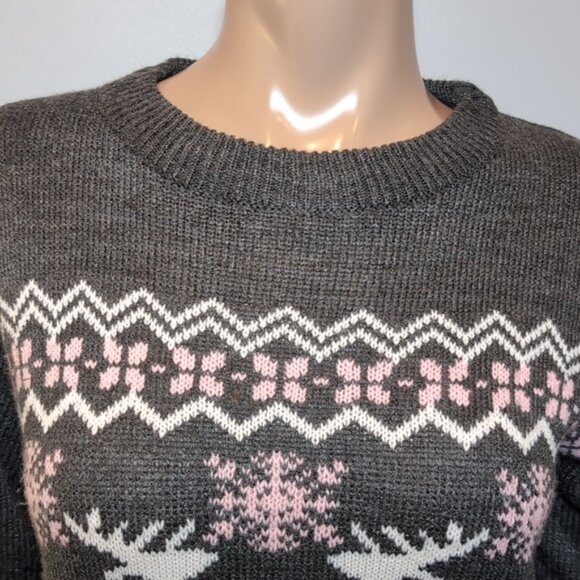 Canada Weathergear Winter Knit Sweater Nordic Christmas Reindeer Fair Isle Large - Picture 2 of 13